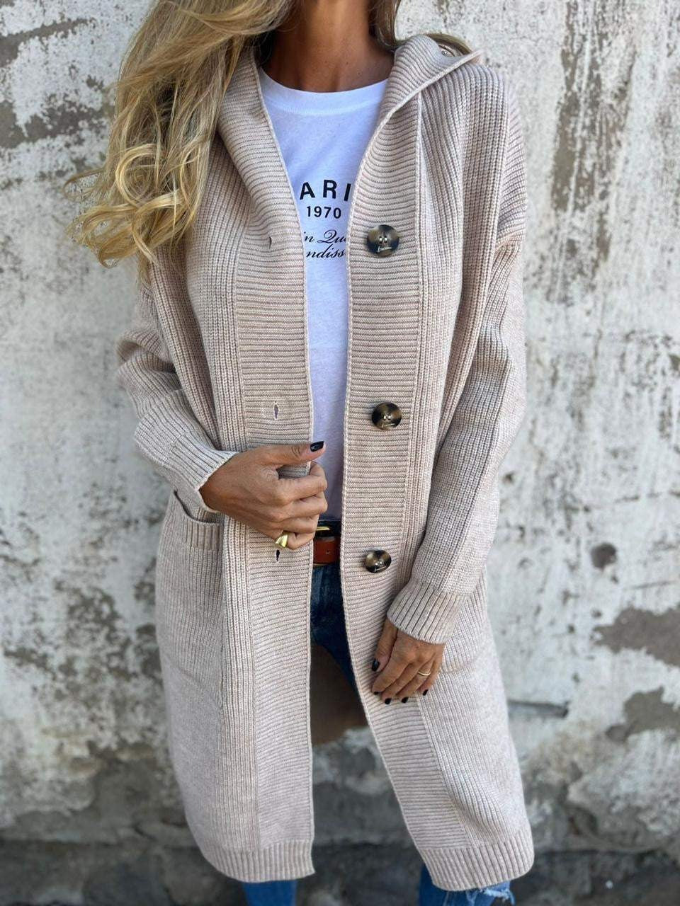 Lafleur Boutique™ Long Knit Hooded Cardigan